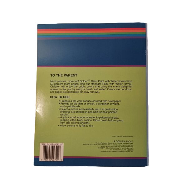 1993 Disney Snow White Paint with Water Activity Book Golden Vintage New - Picture 2 of 4